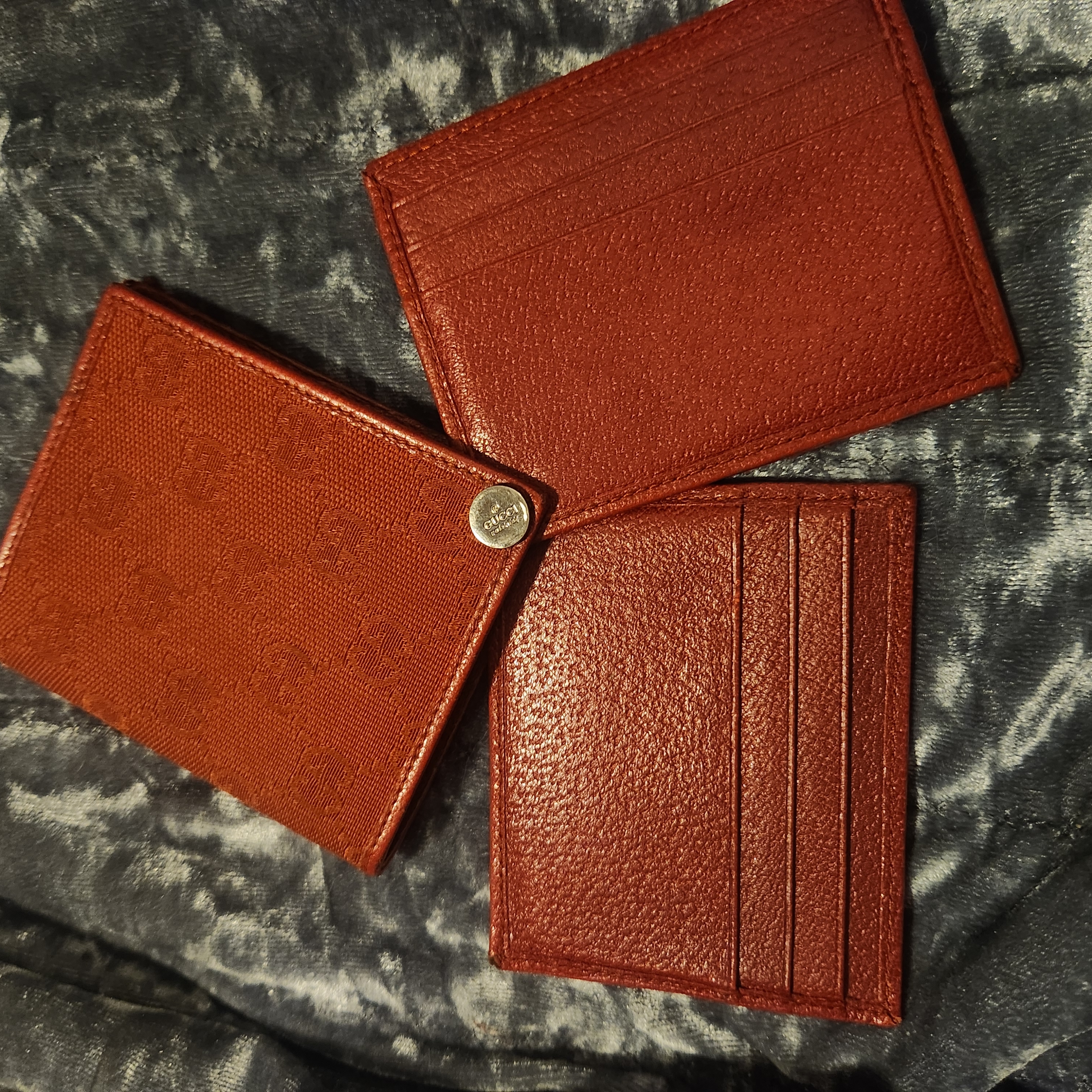 Gucci Red Leather Wallet Card Holder
